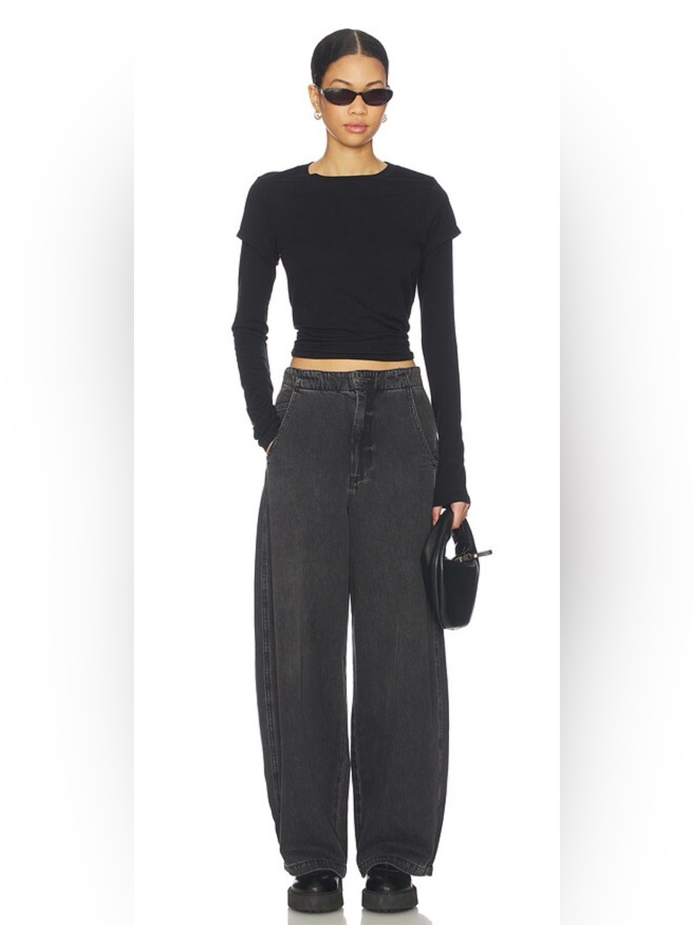 pistola Lottie High-Rise Relaxed Bowed (barrel) fit Jeans in Zen - NWT